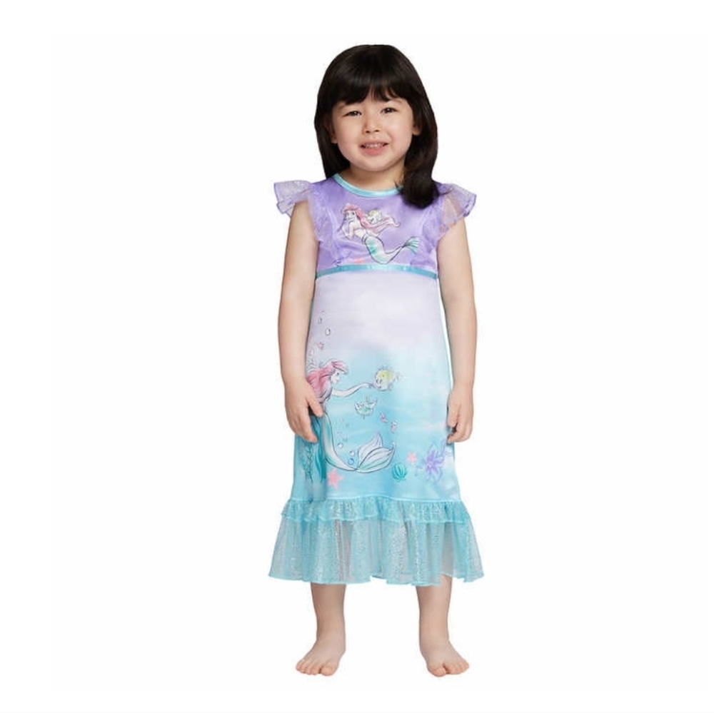 New Disney Little Mermaid Kids Fantasy Gown  Sleepwear Pjs Pajama 4T